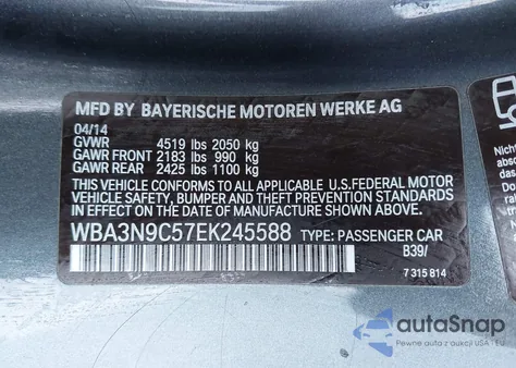 2014 BMW 428I xDrive z USA, uszkodzony, nr VIN WBA3N9C57EK245588